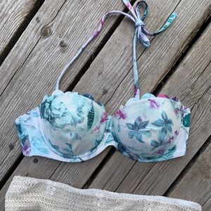 Ted Baker floral bikini top w/scallop trim
